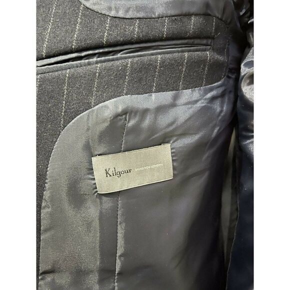 NWT KILGOUR Savile Row London Men's Sports Coat Navy Blue Striped Wool Size 38 R - Picture 9 of 10